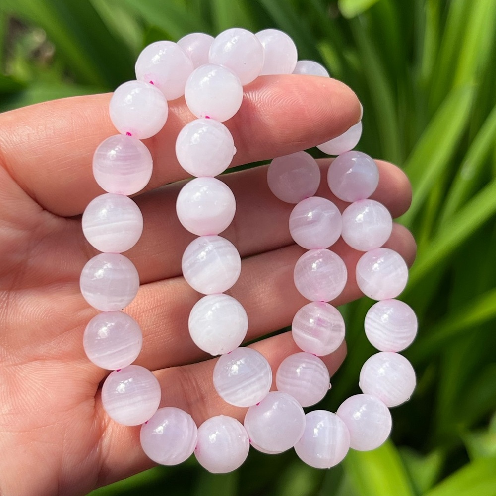 10mm stretchable banded pink‎ calcite bracelet